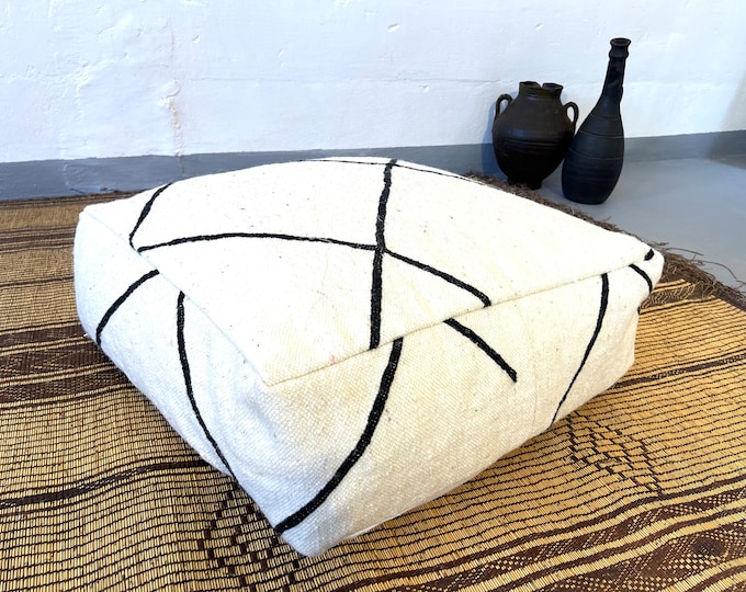 Ottoman floor pillow 24 x 24 - ethnic pouf - Ottoman chair - morrocan poufs - knitted poufs - stuffed pouf - pouf pattern - pouf insert