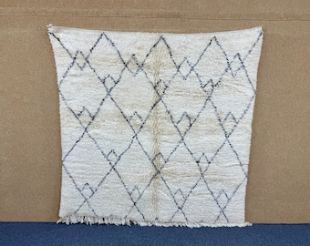 Moroccan Hand-Knotted Square Beni Ourain 6x6 ft -Berber Carpet | Soft Cozy Neutral Rug l Neutral Berber Decor l Abstract Area Rug