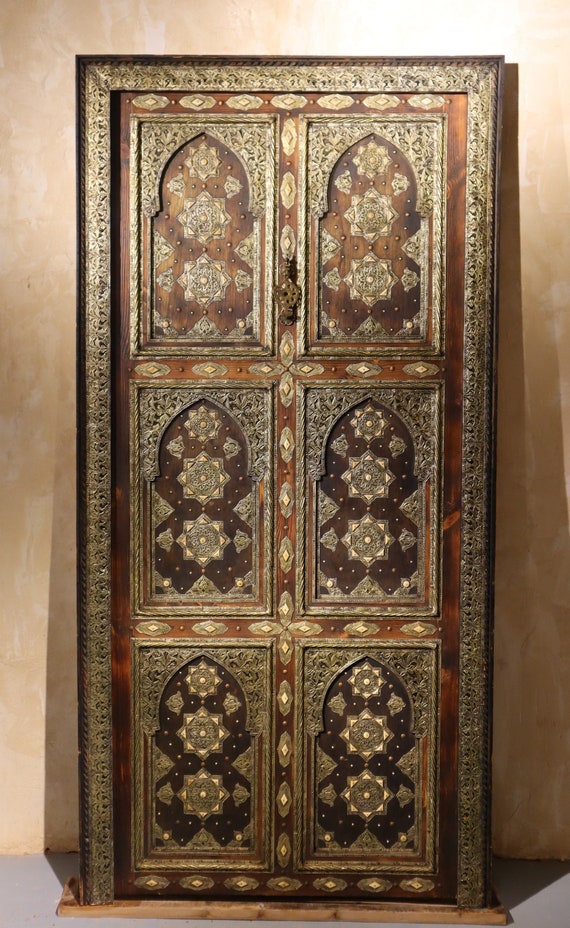 morrocan door, berber door, moroccan door knocker, traditional berber door, ceder door, gold door,40x82 inch door