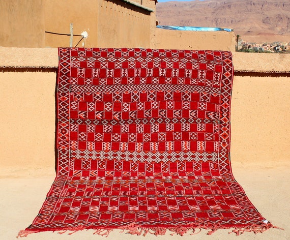 Vintage Moroccan Rug 6x10 Feet - Berber Rug - Moroccan Kilim Rug - Red Kilim Rug - 10x6 Feet