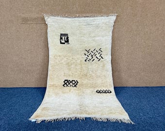 Gorgeous Berber Rug 3x5 – Beni Mrirt – Moroccan wool creamy – ivory moroccan wool rug - handmad rug