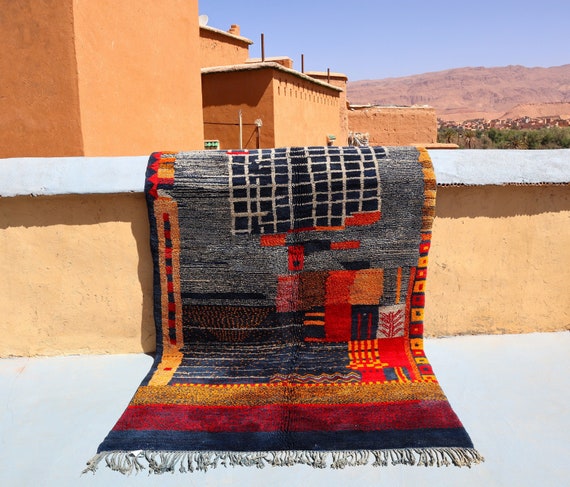 AMAZING BLUE RUG - 6x9 rug, blue moroccan rug, beni mrirt rug handcrafts
