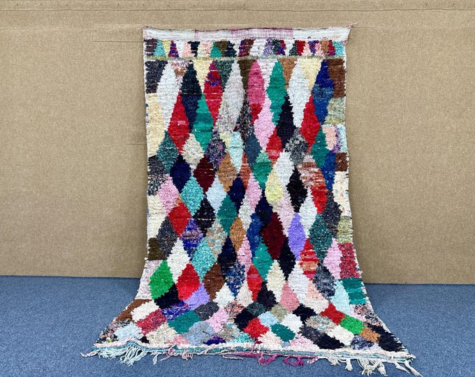 Vintage Berber Colorful Rug 5x9 – Handmade Moroccan Rug – Vintage Tribal Wool Carpet – Timeless Berber Design Carpet – Free Shipping