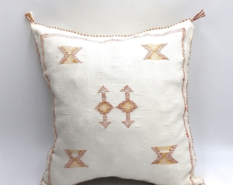 White Moroccan Cactus Silk Pillow 18x18 Pillow Cover, Handmade Throw Pillow Cover, Halloween Pillow