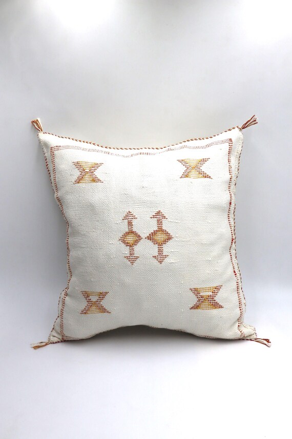 WHITE MOROCCAN cactus silk PILLOW 18x18 pillow cover, handmade throw pillow cover, halloween pillow