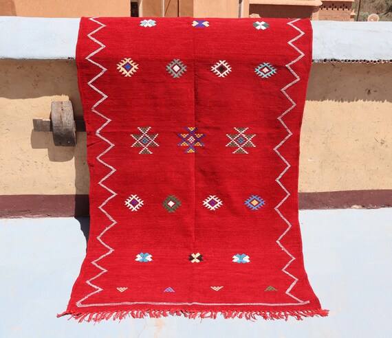 STUNNING BERBER RUG 4x7, soft wool rug, handmade, flat weave rug, azilal, boujaad rug