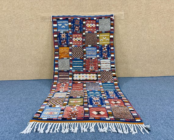 piece of art Moroccan rug 7.2 x 3.8 ft Ait ouagherda rug