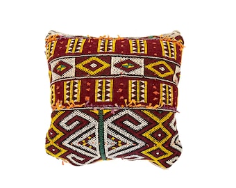 Moroccan Berber Pillow Cover 20x20-Handmade Throw Pillow Cover-Moroccan pouf