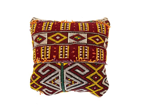 Moroccan Berber Pillow Cover 20x20-Handmade Throw Pillow Cover-Moroccan pouf