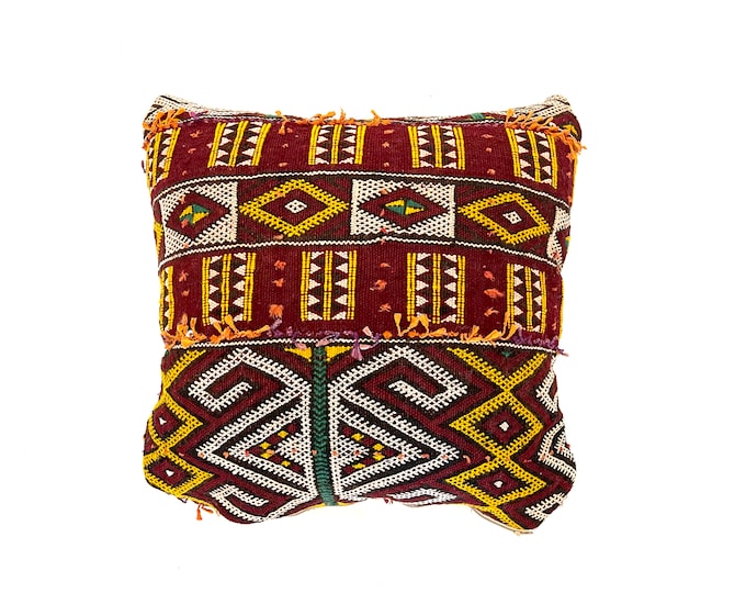 Moroccan Berber Pillow Cover 20x20-Handmade Throw Pillow Cover-Moroccan pouf