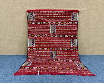 Authen Kilim Rug 4x6 ft – Moroccan Flatweave Wool Carpet – Vintage Tribal Style – Traditional Rug – Unique designs Rug