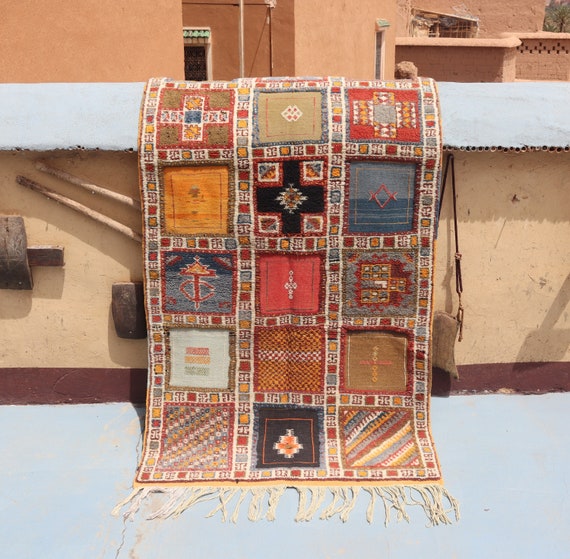 Masterpiece Moroccan Rug, amazing traditional 3x6 Rug, Hand Knotted Wool Rug, flat weave rug, taznakht rug, high quality rug, Glaoui Rug