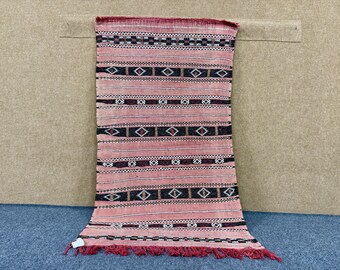 Red Moroccan Rug 3x5 ft – Moroccan Flatweave Wool Carpet – Vintage Tribal Style– Wool Flatweave –  Boho Small Area Rug