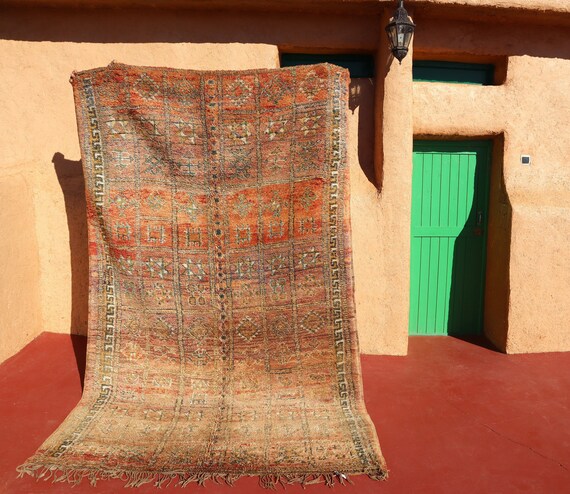 Original vintage area rug 6x9 feet - Beni Mguild carpet - Boujaad rug - Antique moroccan rug handmade - 6 x 9.8 Feet