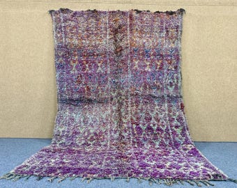 Purple Vintage Moroccan Rug 6x9 - Authentic Beni Mguild Rug - Handmade Berber Rug - Moroccan Wool Aria Carpet