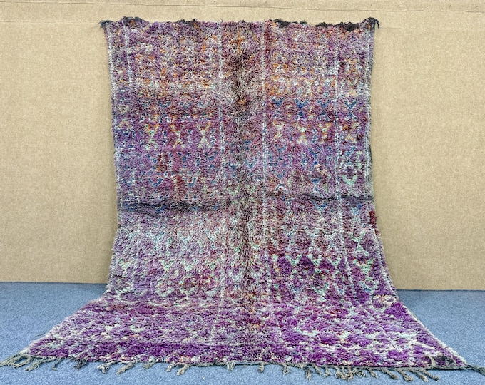 Purple Vintage Moroccan Rug 6x9 - Authentic Beni Mguild Rug - Handmade Berber Rug - Moroccan Wool Aria Carpet