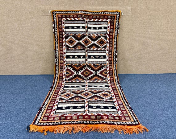 Moroccan Glaoui Area Rug– Wool Berber Carpet 4x7 ft - Handcrafted Moroccan Carpet - Moroccan Art Piece - Boho Glaoui Rug -Moroccan Decor