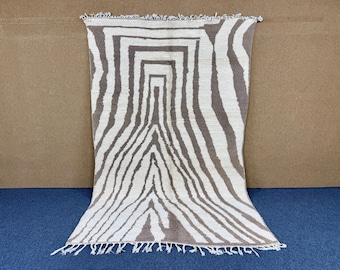 Authentic Beni Ourain Rug 6x10ft – Moroccan Hand-Knotted Berber Carpet | Soft Cozy Neutral Rug l Neutral Berber Decor l Abstract Area Rug