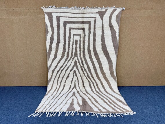 Authentic Beni Ourain Rug 6x10ft – Moroccan Hand-Knotted Berber Carpet | Soft Cozy Neutral Rug l Neutral Berber Decor l Abstract Area Rug