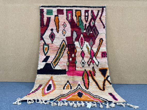 Authentic Moroccan Rug 5x8– Berber area rug handknotted – Traditionally Rugs – Colored Area Rug – Home Decorful