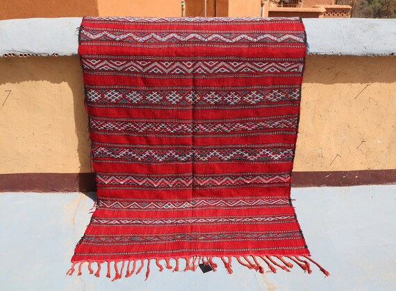 KILIM BERBER MOROCCAN rug, 5x8 rug, flat weave rug, beni mguild boujaad rug, nomad boho rug