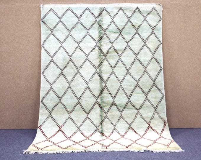 Authentic Beni Ourain Rug 6x8 - Handwoven Moroccan Rug - Natural Wool Area Rug - High Pile Rug - Berber Rug For Living Room