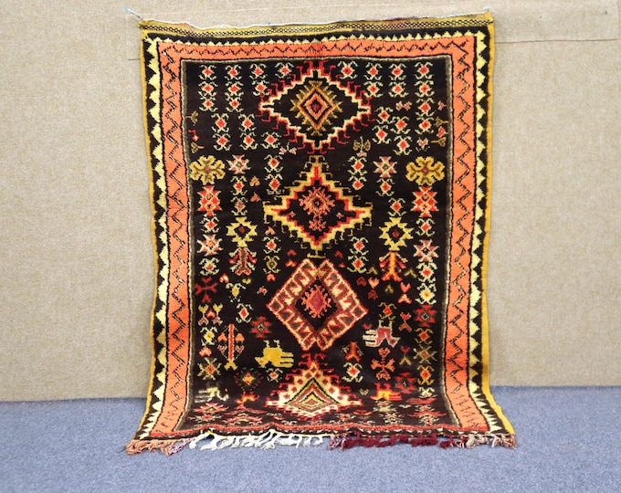 Vibrant Moroccan Taznakht Rug 3x5 - Soft Plush Berber Rug - Handwoven Moroccan Rug - Natural Wool Area Rug - Tribal Boho Rug