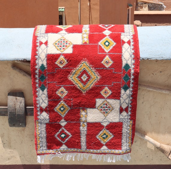 AUTHENTIC MOROCCAN RUG red 2x4 - handmade azilal rug soft handknotted rug