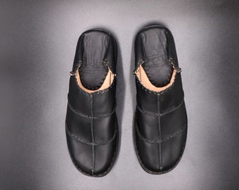 Bohemian shoes - slippers leather - Moroccan babouche slippers soft - Berber slippers - Moroccan dress - men slippers leather - Black Dress