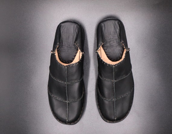 Bohemian shoes - slippers leather - Moroccan babouche slippers soft - Berber slippers - Moroccan dress - men slippers leather - Black Dress