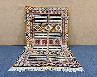 Moroccan Glaoui Rug 4x7 – Handmade Berber Wool Carpet – Tribal Boho Decor - Ethnic Moroccan Rug - Moroccan Handcrafted Design