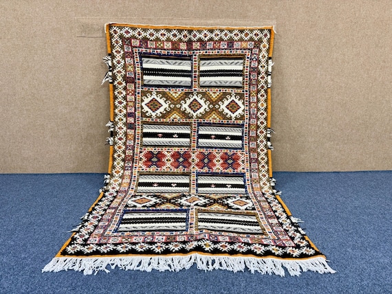 Moroccan Glaoui Rug 4x7 – Handmade Berber Wool Carpet – Tribal Boho Decor - Ethnic Moroccan Rug - Moroccan Handcrafted Design