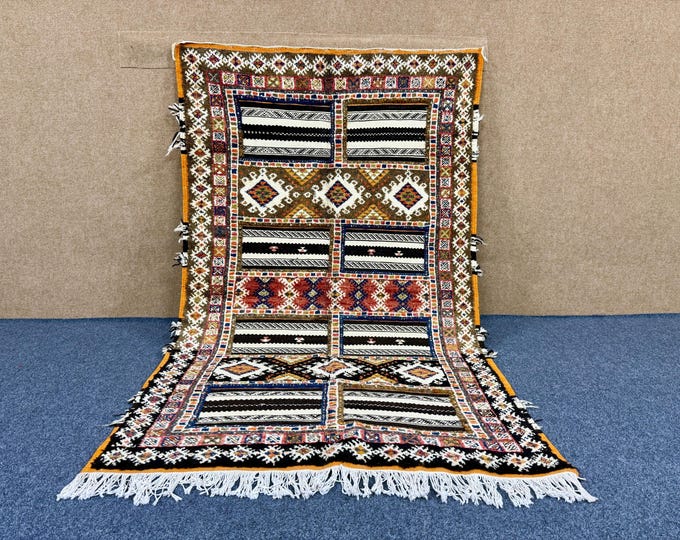 Moroccan Glaoui Rug 4x7 – Handmade Berber Wool Carpet – Tribal Boho Decor - Ethnic Moroccan Rug - Moroccan Handcrafted Design