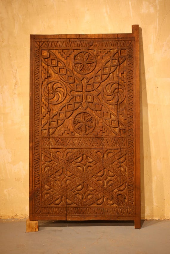 hand carved door, moroccan door frame, 25x47 inch door, moroccan door, berber door, cedar door, african door, handcrafted door