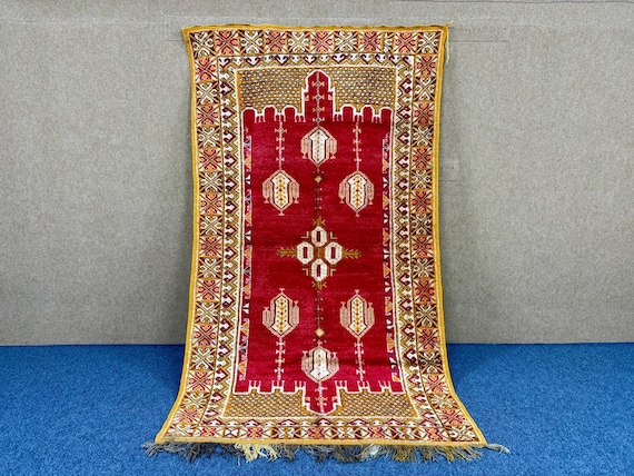 Vintage Moroccan Rug 5x8 - Red Berber Rug - Handcrafted rugs with Soul & Story