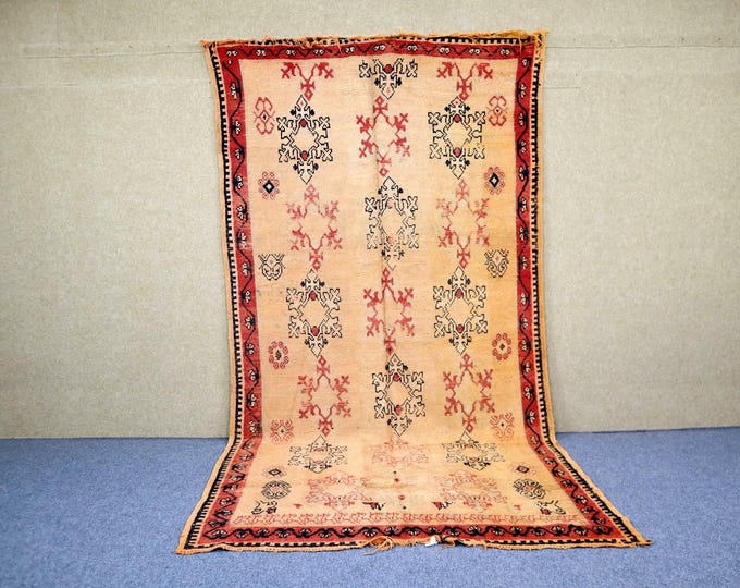 Vintage Moroccan Rug 6x11 - Unique Flat Weave Rug For Living Room - Tribal Boho Rug - Large Berber Rug