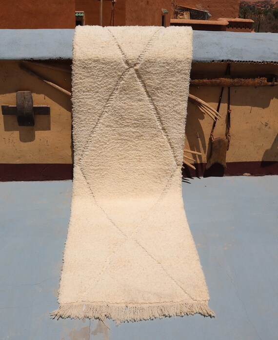 MINIMALIST MOROCCAN RUNNER 2x10 - beni ourain runner handmade berber rug