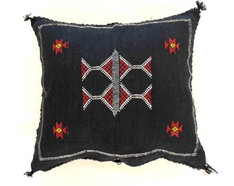 Cactus black pillow, moroccan sabra pillow handmade  46x46 cm free shipping