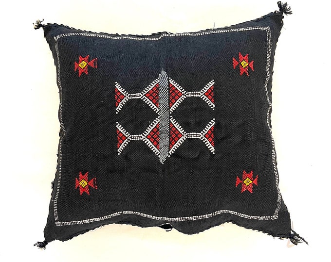 Cactus black pillow, moroccan sabra pillow handmade  46x46 cm free shipping