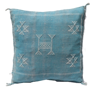 BLUE MORROCAN cactus silk PILLOW 18x18 pillow covers, handmade throw pillow cover, halloween pillow, home decor