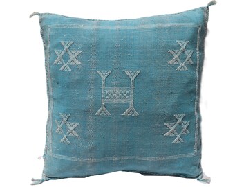 BLUE MORROCAN cactus silk PILLOW 18x18 pillow covers, handmade throw pillow cover, halloween pillow, home decor