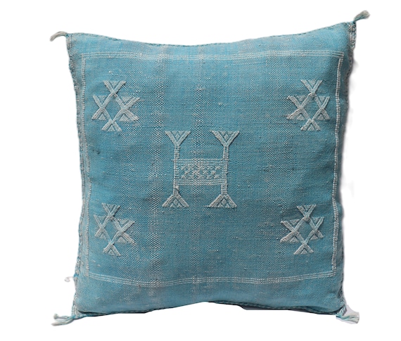 BLUE MORROCAN cactus silk PILLOW 18x18 pillow covers, handmade throw pillow cover, halloween pillow, home decor