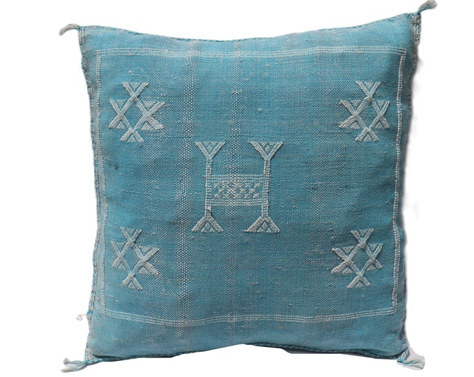 BLUE MORROCAN cactus silk PILLOW 18x18 pillow covers, handmade throw pillow cover, halloween pillow, home decor