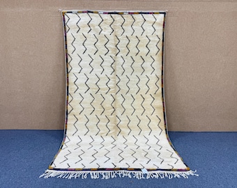 One of a Kind Rug Handwoven Beni Mrirt Rug 5x9 ft – Moroccan Wool Carpet – Modern Boho Area Rug – Soft Mrirt Rug –Cozy Wool Rug - Home Decor