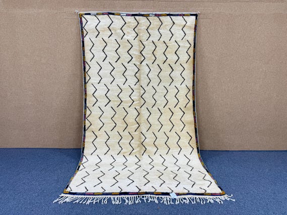 One of a Kind Rug Handwoven Beni Mrirt Rug 5x9 ft – Moroccan Wool Carpet – Modern Boho Area Rug – Soft Mrirt Rug –Cozy Wool Rug - Home Decor