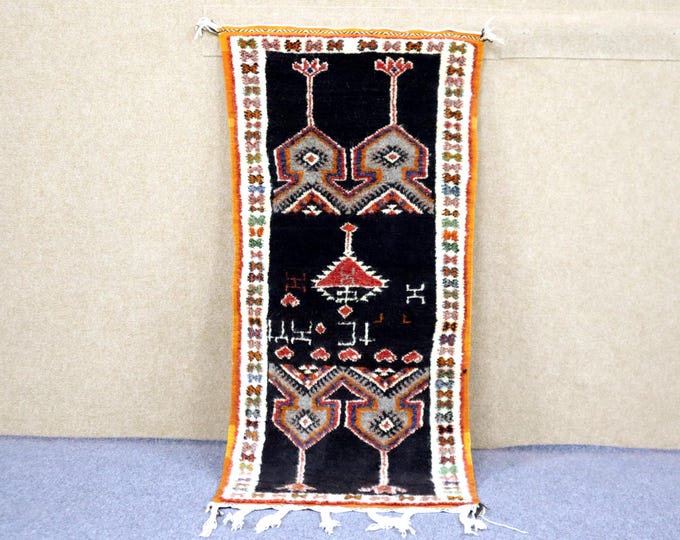 Authentic Taznakht Runner Rug 2x5 - Handwoven Moroccan Rug - Natural Wool Rug - Tribal Hallway Rug - Berber Entryway Rug - Boho Runner Rug