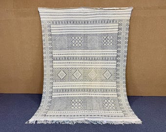 Authentic Kilim Rug from Morocco – Large Berber Wool Flat Weave – Bohemian Area Carpet – Free Shipping
