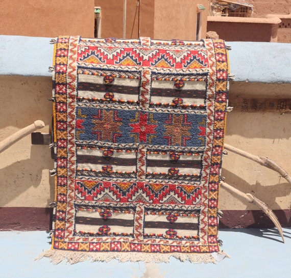 Vibrant Custom Glaoui Moroccan Rug-A Pop of Color: Authentic Moroccan Rug with Berber Flair