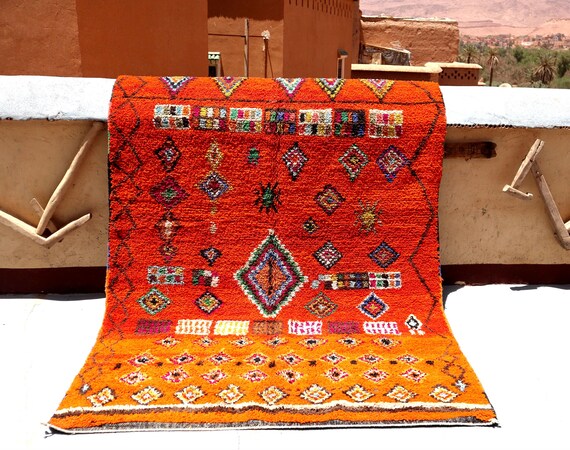 AMAZING MOROCCAN RUG 6x10 - Orange azilal rug handmade