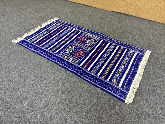 Moroccan Rug 2x4 ft –Flatweave Kilim Runner – Handwoven Moroccan Wool Rug – Boho Hallway Rug – Boho Small Area Rug